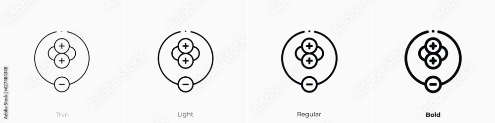 atomic structure icon. Thin, Light, Regular And Bold style design isolated on white background