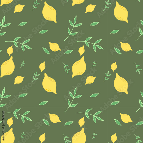 Doodle yellow lemon texture seamless pattern