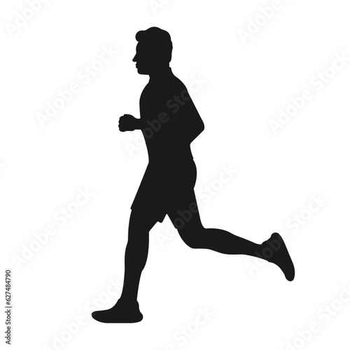 Silhouette of a man running. Sport, health. Vector isolated on white background