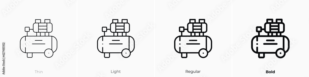 air compressor icon. Thin, Light, Regular And Bold style design isolated on white background