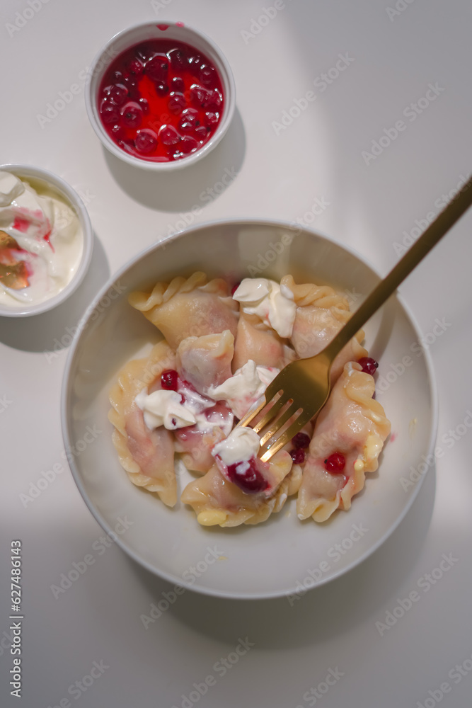 Sweet traditional Ukrainian food in light bowl, top view Sweet traditional Ukrainian food in light bowl, top view
