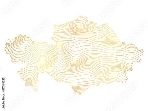 abstract map of Kazakhstan - vector illustration of striped gold colored map