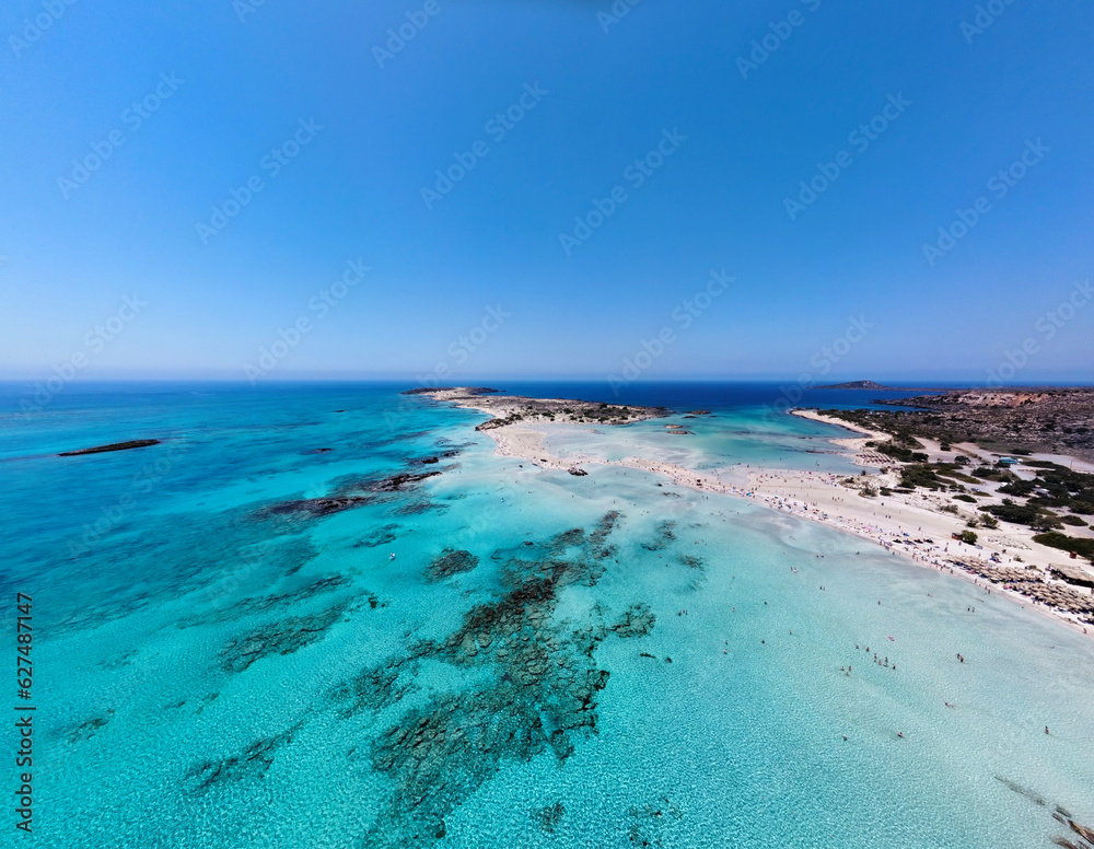 Obraz premium Aerial landscape view of Elafonisi beach - Crete, Greece