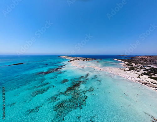 Aerial landscape view of Elafonisi beach - Crete, Greece