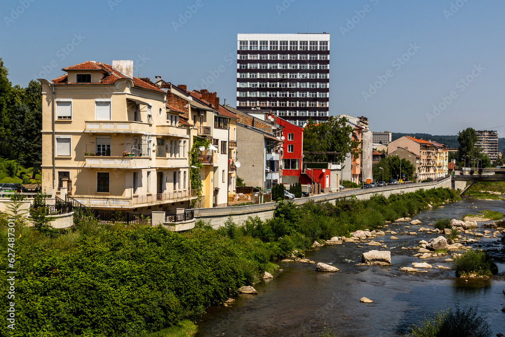 View of Gabrovo town with Jantra river, Bulgaria