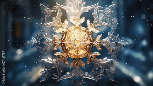 Frozen golden snowflakes, w...