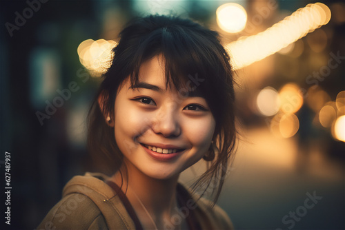 cheerful smiling  asian young adult woman © Loks