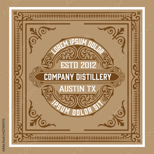 Whiskey label with old frames