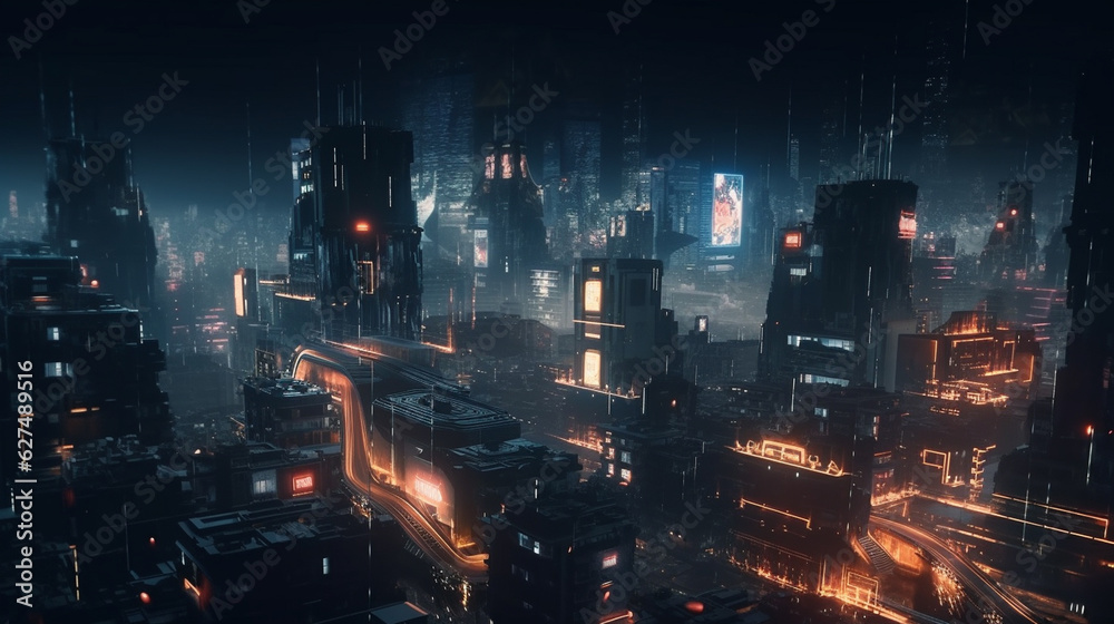abstract futuristic city background. Generative AI