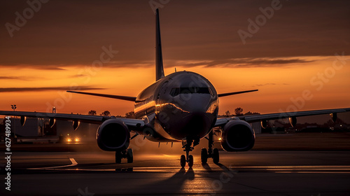 passenger plane on the runway. Generative AI