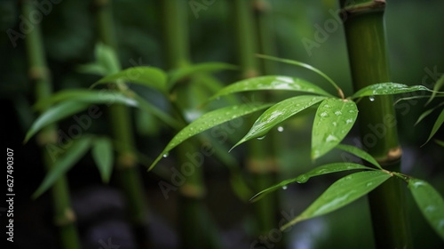 Green bamboo in the forest. Generative AI