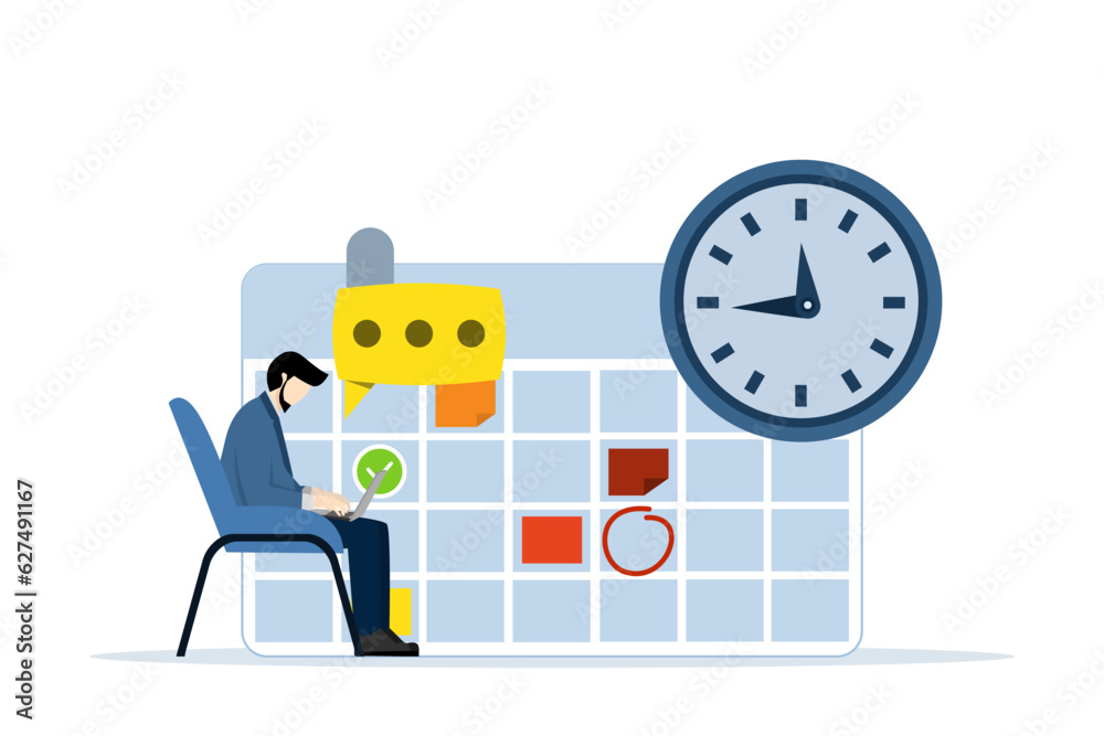 concept of self and time management, productivity with small people. abstract vector illustration of employee performance and self-regulation. Motivational software, effective job planning metaphor.