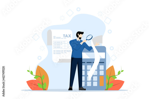 Taxation concept. tax statement. create income tax returns and calculate business invoices. Tax calculations, generate income tax returns and calculate business invoices. Vector illustration