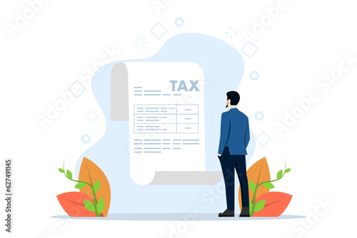 Taxation concept. tax statement. create income tax returns and calculate business invoices. Tax calculations, generate income tax returns and calculate business invoices. Vector illustration