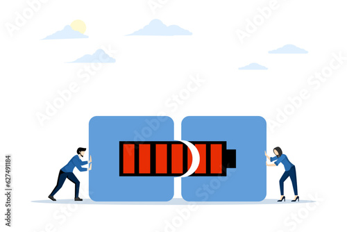Recharges energy, Empowers teamwork, Employees recover from overwork. Positive energy for work solutions. work burnout, overwork, flat vector illustration on a white background.