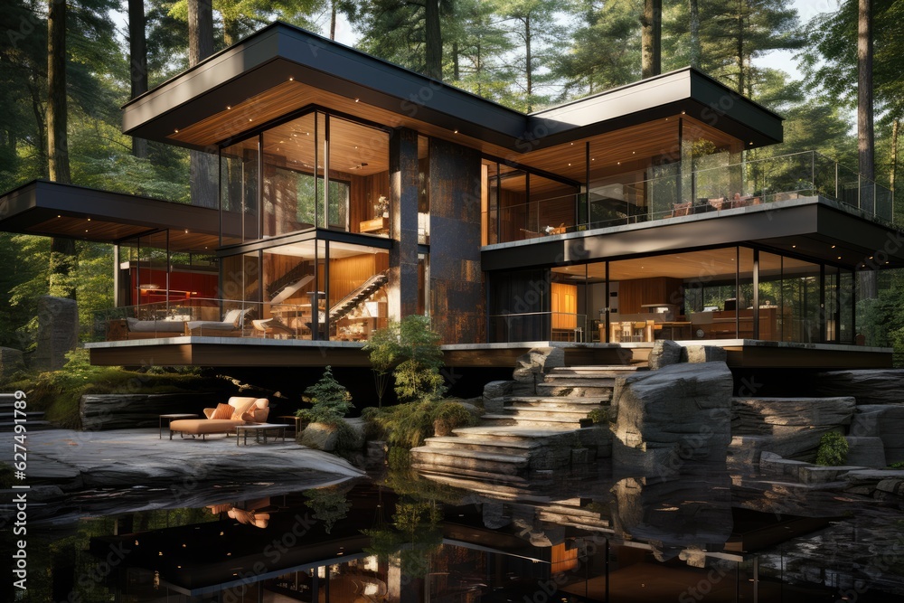 Obraz premium Modern Architecture in the woods