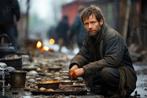 Poor homeless people visualized on a professional Stockphoto