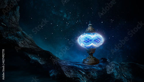 Night fantasy landscape, gl...