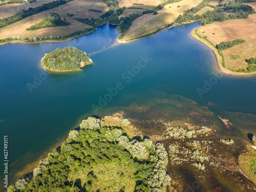 Aerial view of Yovkovtsi Reservoir, Bulgaria photo