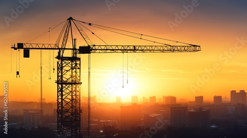 construction site with crane with generative ai