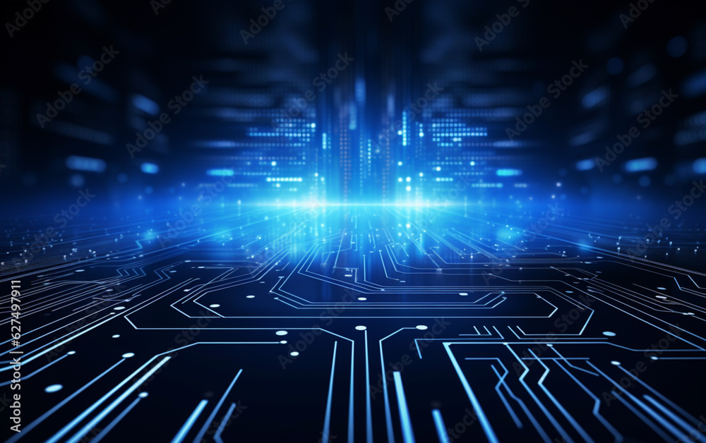 Digital technology futuristic banner with circuit lines Digital technology futuristic banner with circuit lines