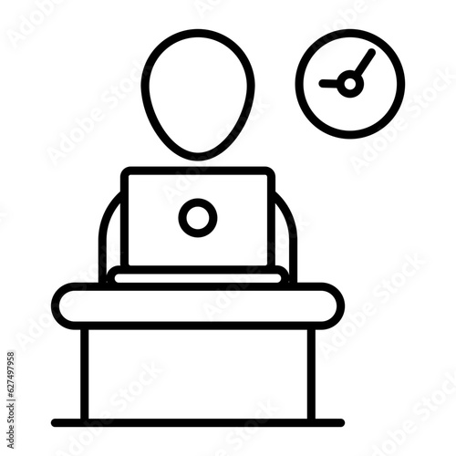 Workaholic Line Icon