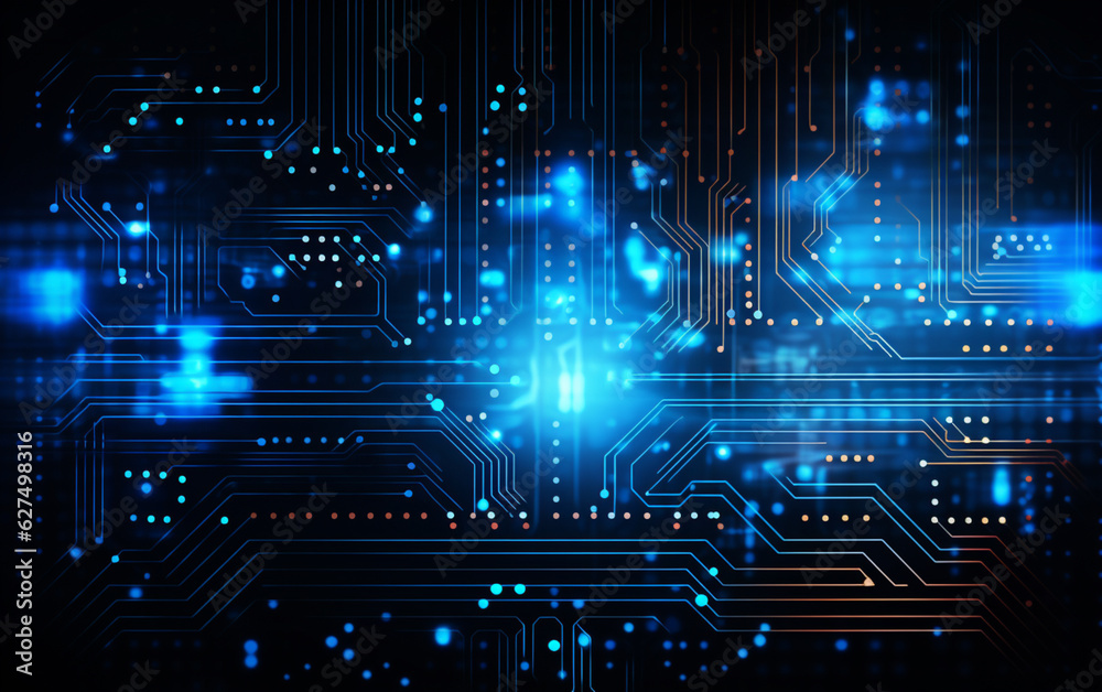 Digital technology futuristic banner with circuit lines Digital technology futuristic banner with circuit lines