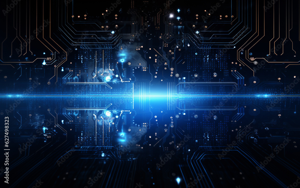 Digital technology futuristic banner with circuit lines 