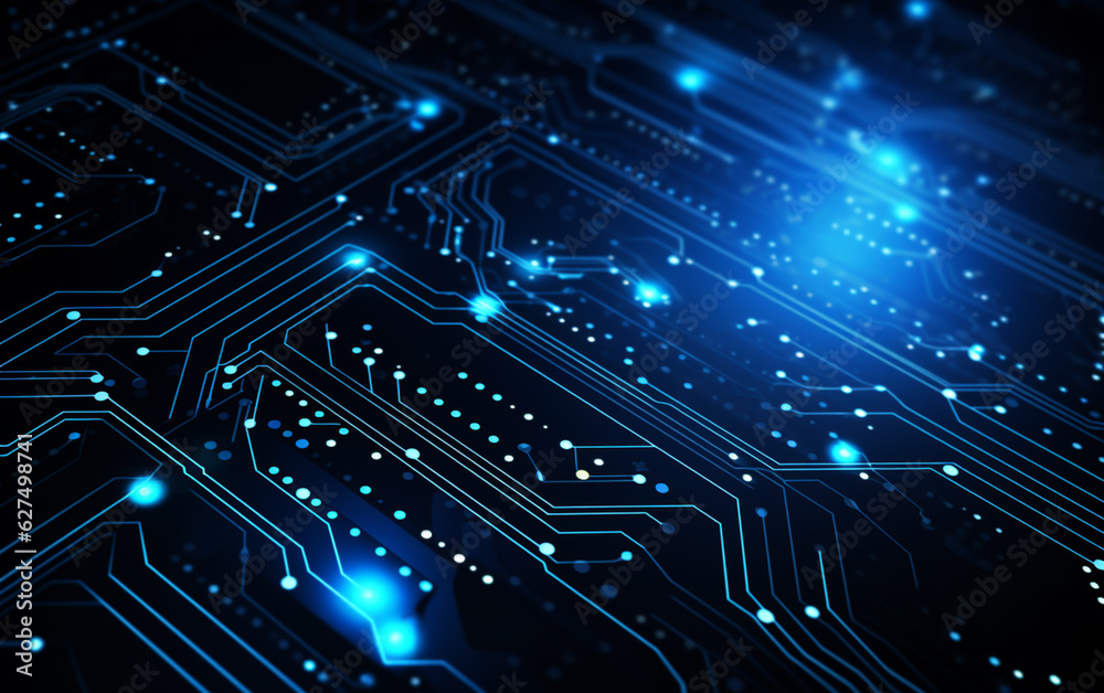 Digital technology futuristic banner with circuit lines Digital technology futuristic banner with circuit lines