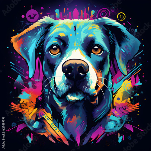 dog neon, t-shirt design © Ninna Rodrigues