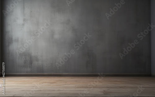 Empty room gray wall room with wooden floor 