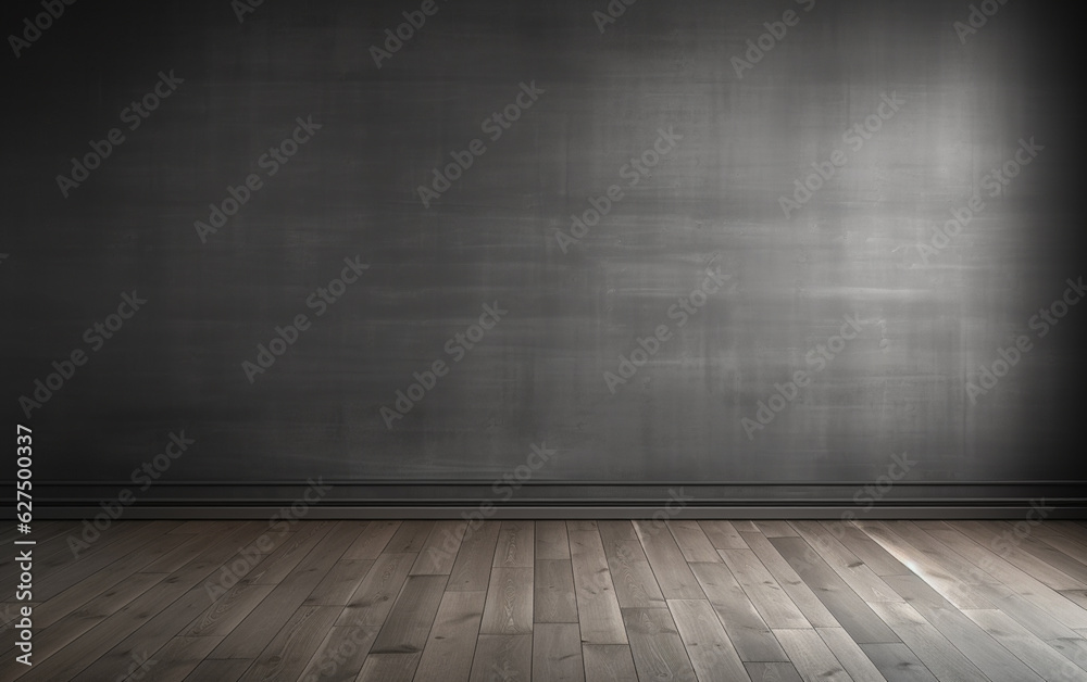 Empty room gray wall room with wooden floor 