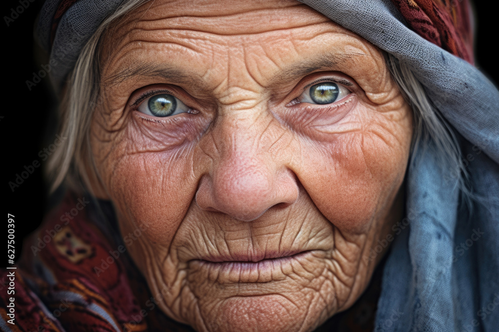 A wise and charismatic elderly woman gazes into the lens with a sage and experienced air A wise and charismatic elderly woman gazes into the lens with a sage and experienced air
