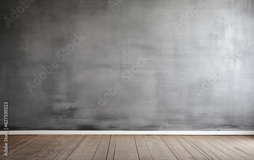 Empty room gray wall room with wooden floor 