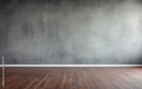 Empty room gray wall room with wooden floor 