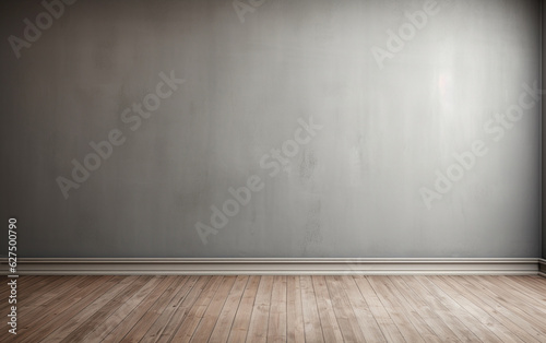 Empty room gray wall room with wooden floor 