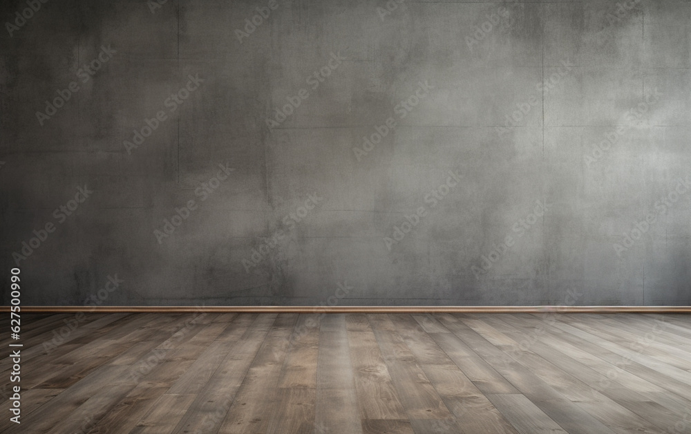Empty room gray wall room with wooden floor