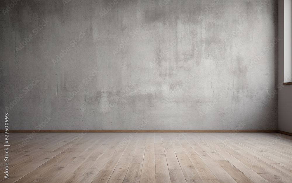 Empty room gray wall room with wooden floor