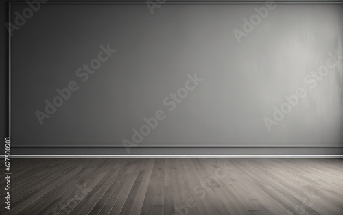 Empty room gray wall room with wooden floor  © MUS_GRAPHIC