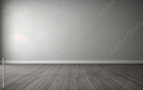 Empty room gray wall room with wooden floor  © MUS_GRAPHIC