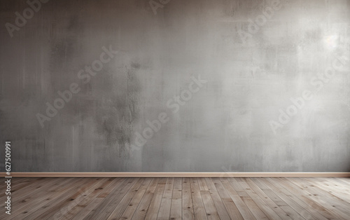 Empty room gray wall room with wooden floor