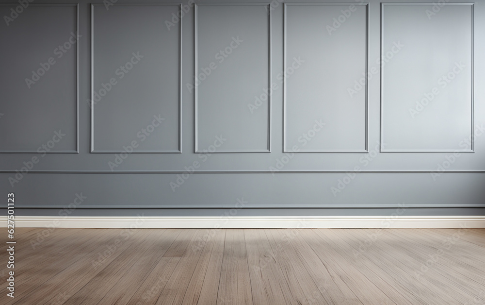 Empty room gray wall room with wooden floor Empty room gray wall room with wooden floor