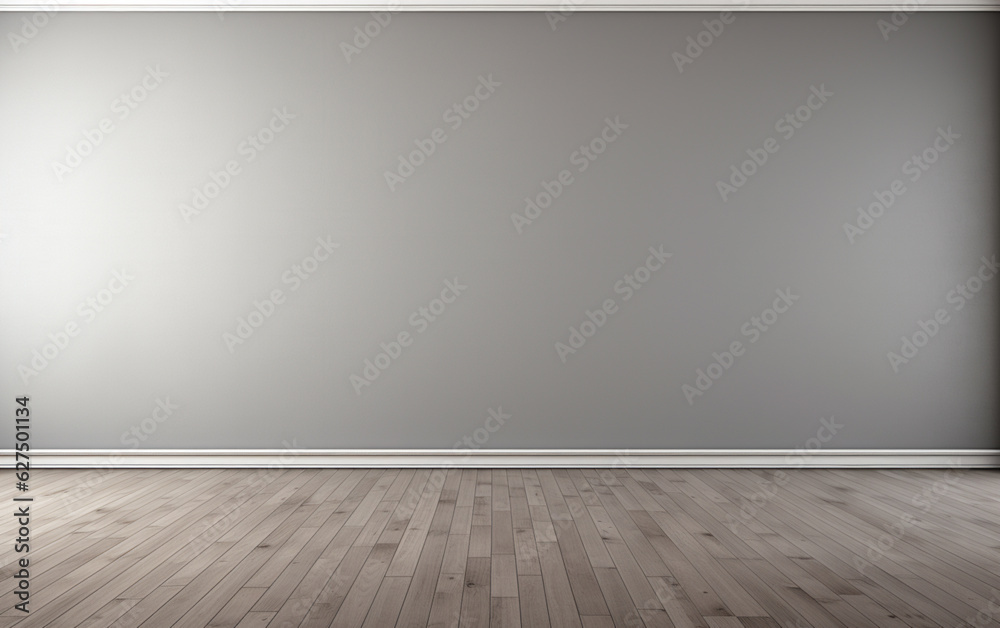 Empty room gray wall room with wooden floor