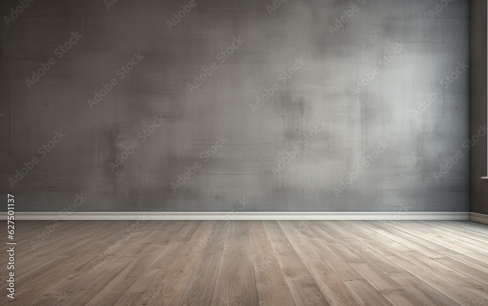 Empty room gray wall room with wooden floor