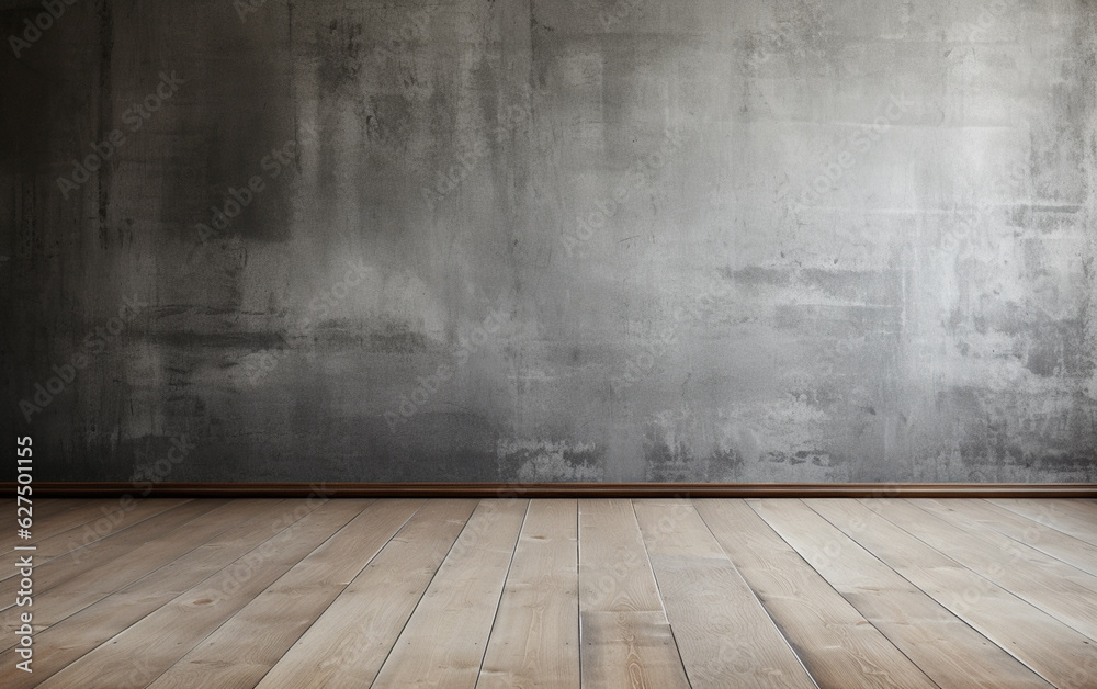 Empty room gray wall room with wooden floor