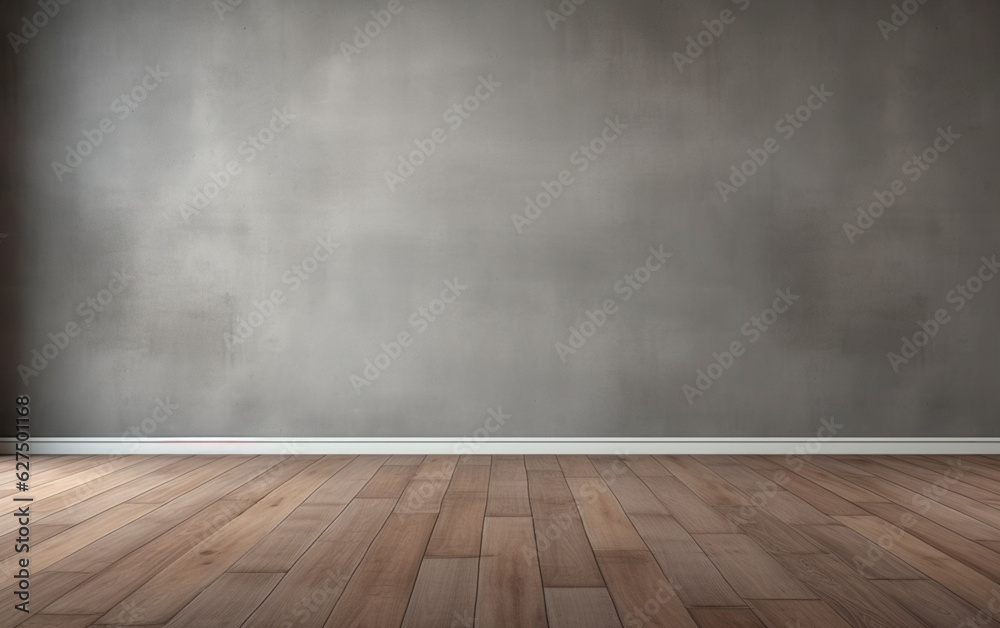 Empty room gray wall room with wooden floor