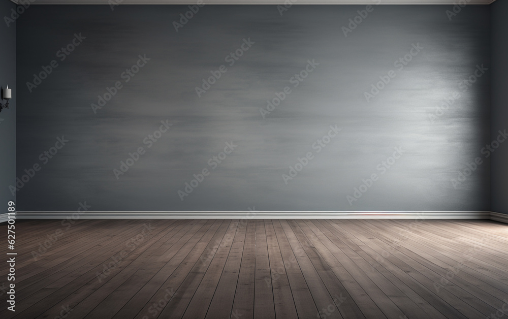 Empty room gray wall room with wooden floor Empty room gray wall room with wooden floor