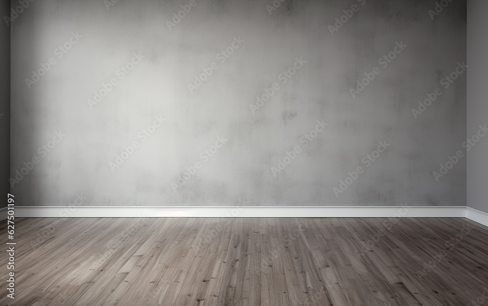 Empty room gray wall room with wooden floor