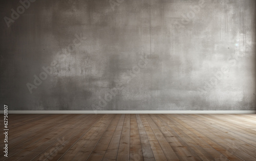 Empty room gray wall room with wooden floor