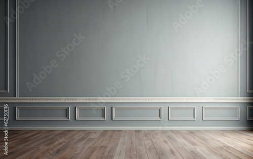 Empty room gray wall room with wooden floor © MUS_GRAPHIC